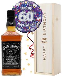 60th Birthday Jack Daniels Whiskey and Balloon Gift