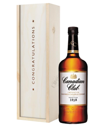 Canadian Club Whisky Congratulations Gift In Wooden Box